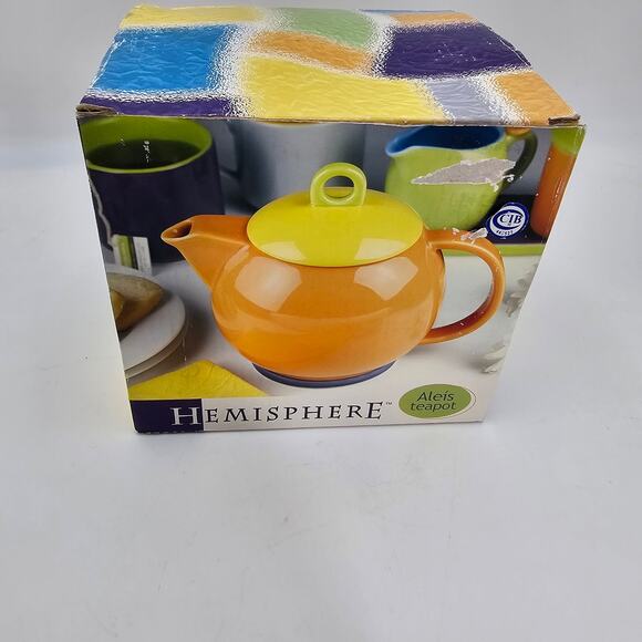 Omniware Hemisphere Teapot Orange Yellow 32 oz. Microwave Dishwasher Safe 6.5" - Picture 4 of 4